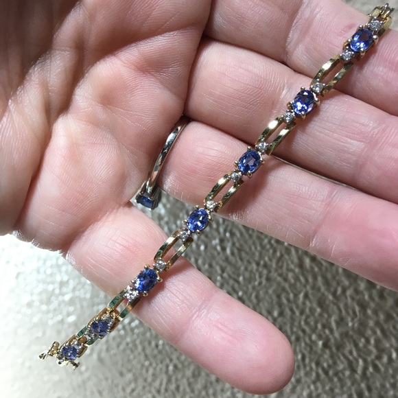 SOLD 14k Tanzanite Diamond Bracelet 7.25 Inches - Picture 3 of 5